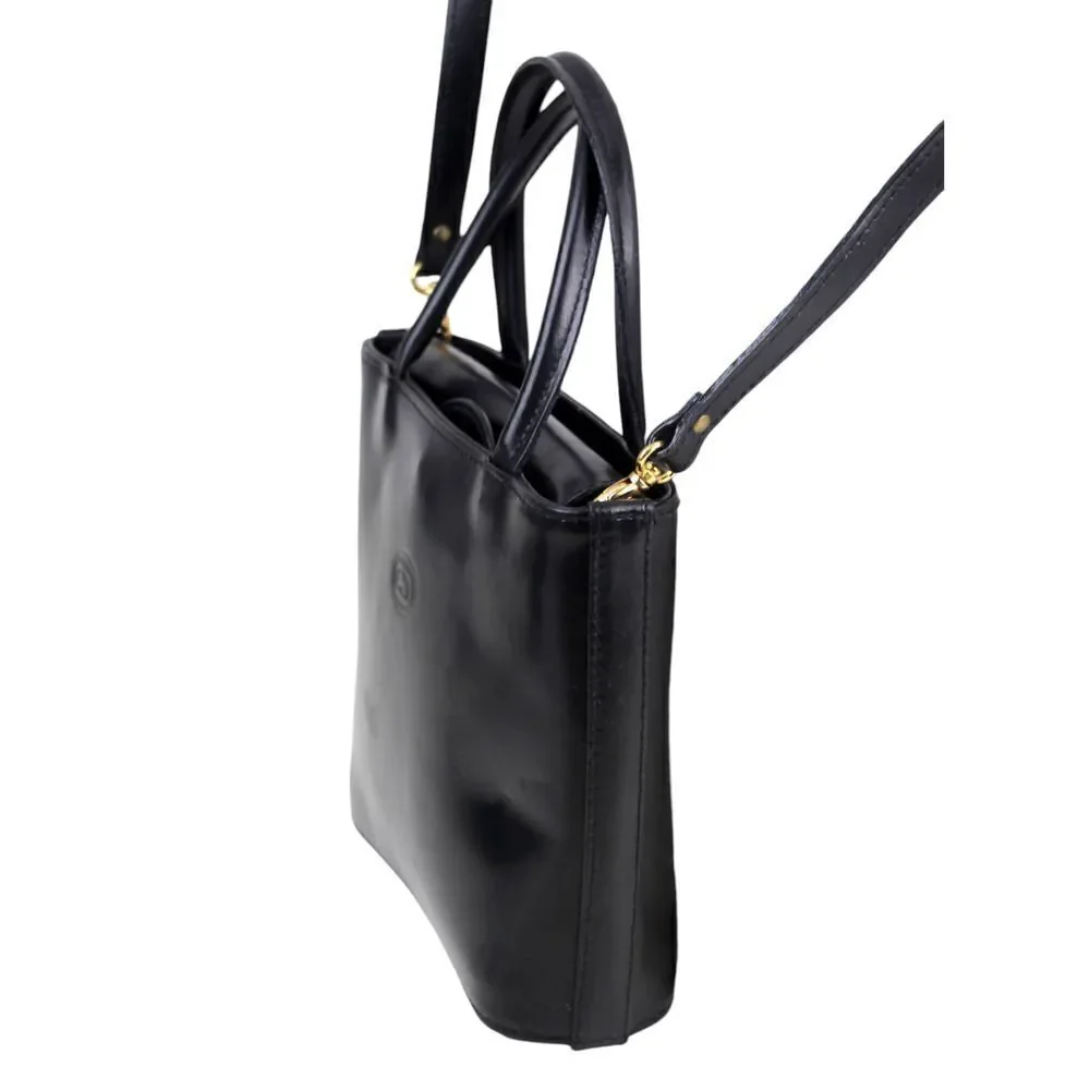 HANDMADE FLORENCE BLACK GENUINE LEATHER SHOULDER BAG XBODY SATCHEL HANDBAG PURSE